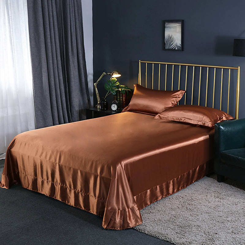 Bed Sheet Solid Color Sateen Weave Soft Breathable Bed Sheet