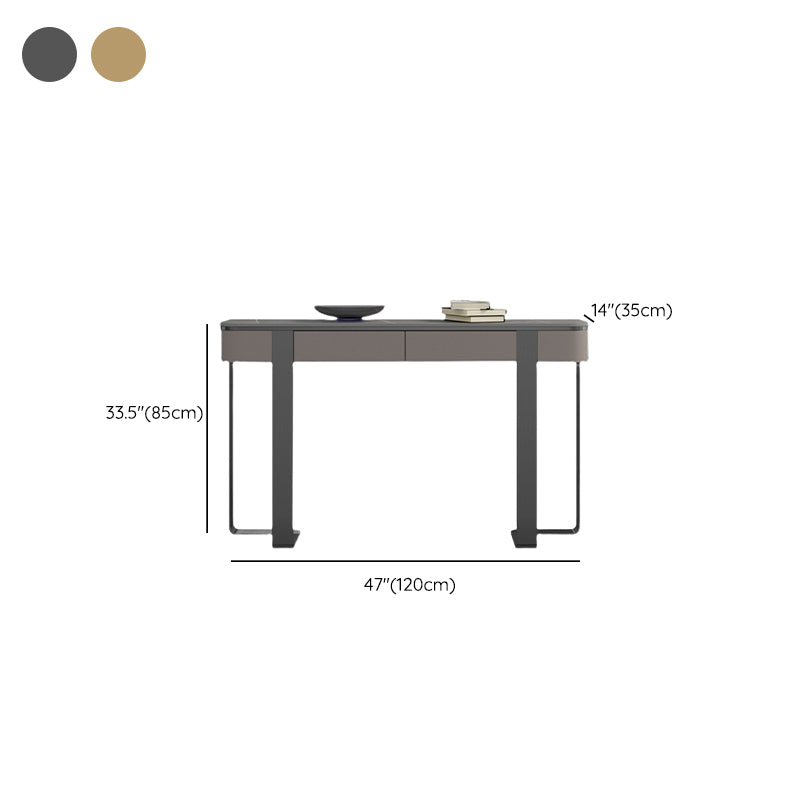 Stone Half Moon Console Table Modern 13.78" W Accent Table for Hall