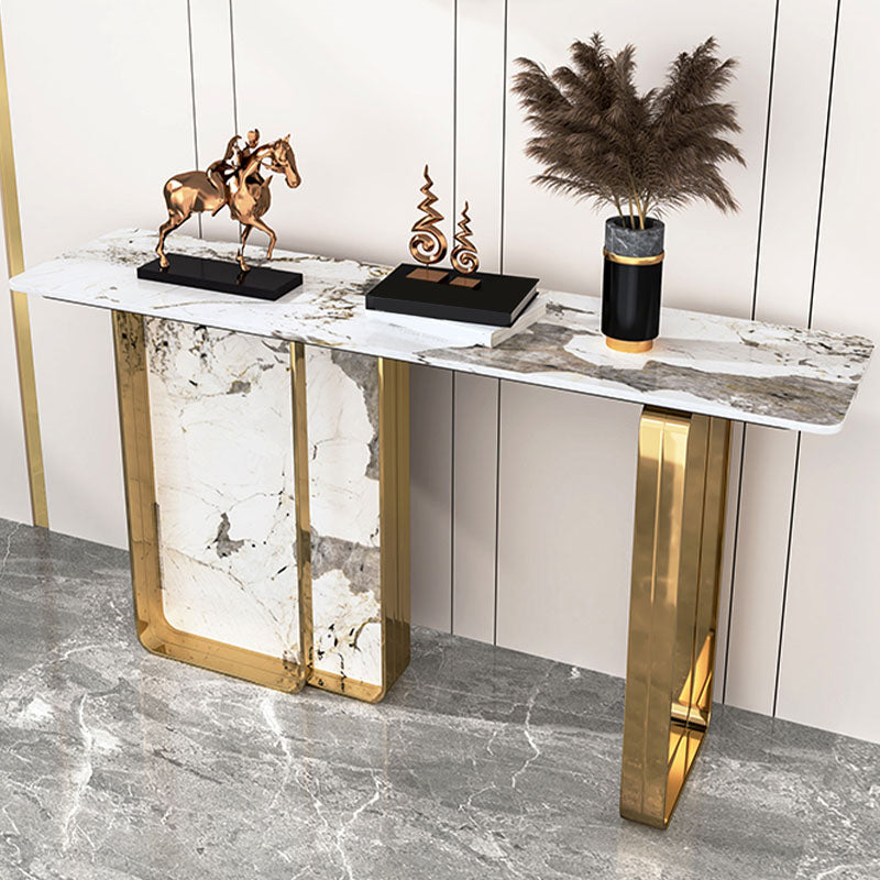 Stone Rectangle Accent Table Modern 31.5" Tall Console Table