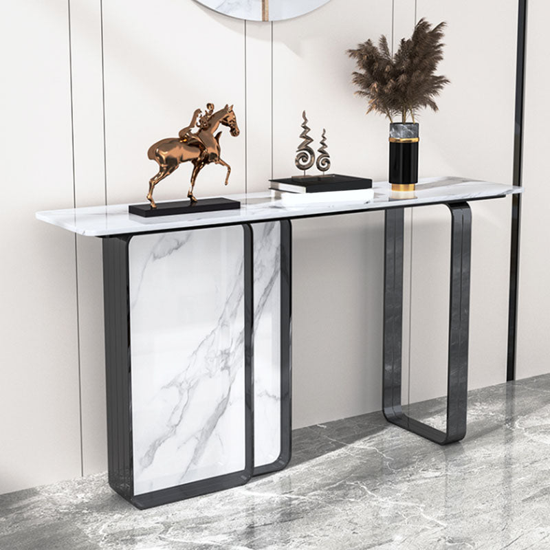 Stone Rectangle Accent Table Modern 31.5" Tall Console Table