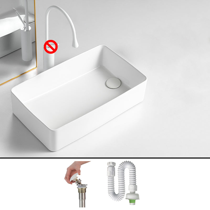 Modern Bathroom Sink Porcelain Solid Color Rectangular Vessel Bathroom Sink