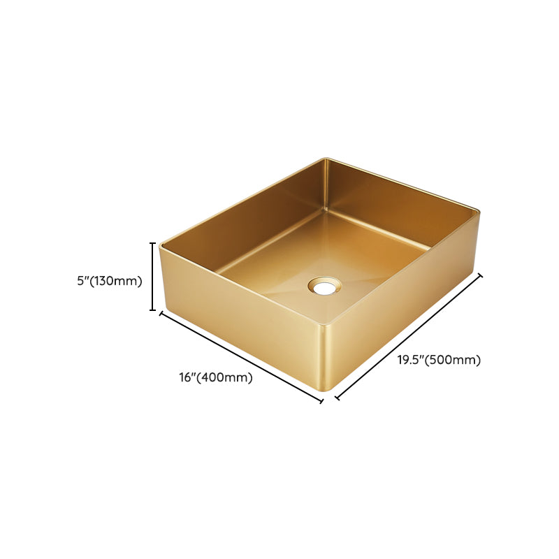 Contemporary Bathroom Sink Metal Rectangular Trough Sink with Pop-Up Drain