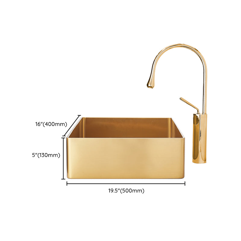 Contemporary Bathroom Sink Metal Rectangular Trough Sink with Pop-Up Drain