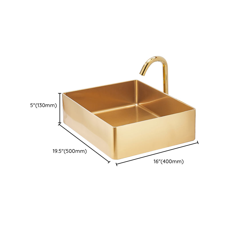 Contemporary Bathroom Sink Metal Rectangular Trough Sink with Pop-Up Drain