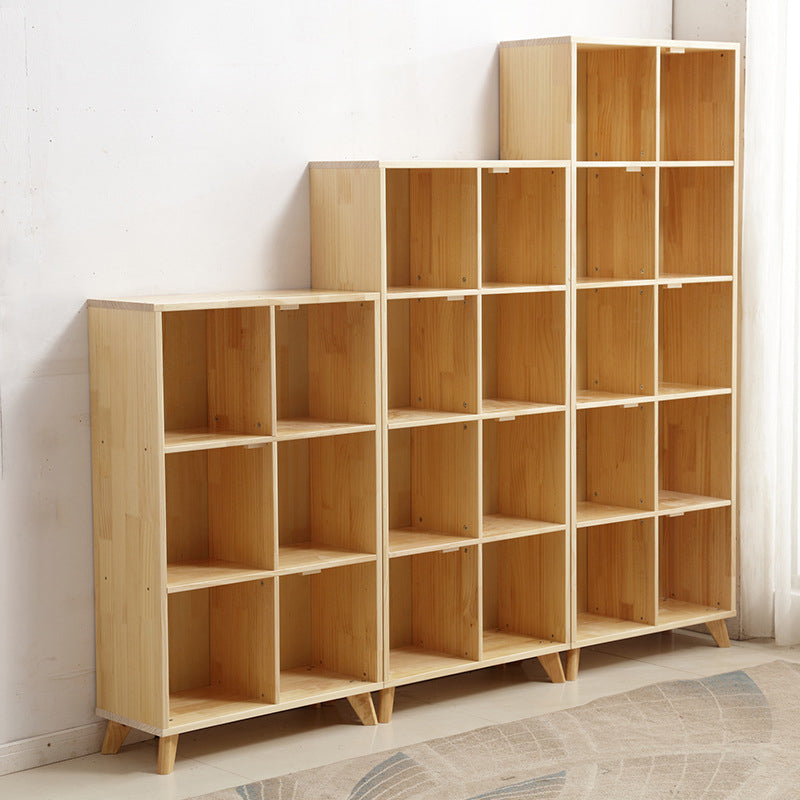 Modern Wooden Bookcase Standard Natural Closed Back Bookshelf