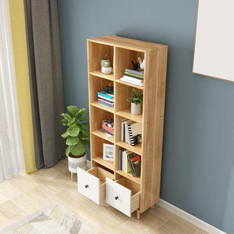 Modern Wooden Bookcase Standard Natural Closed Back Bookshelf