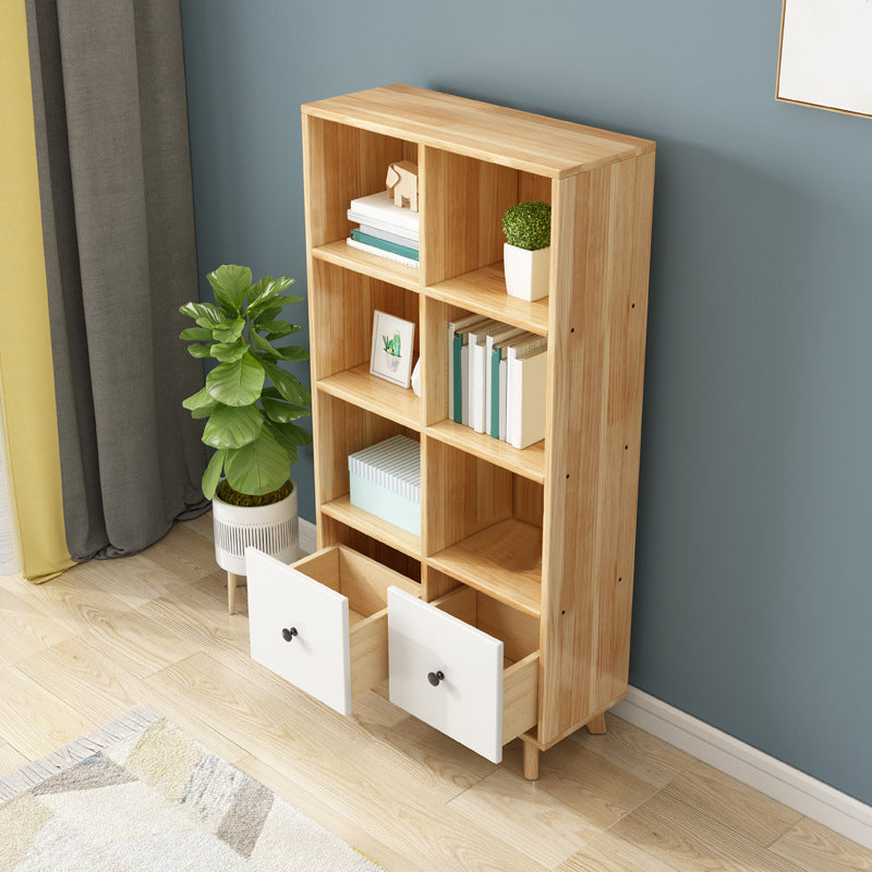 Modern Wooden Bookcase Standard Natural Closed Back Bookshelf