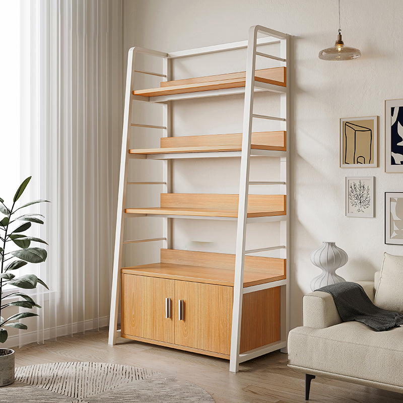 Ladder Open Back Bookshelf Modern Style Engineered Wood Bookcase with Shelves
