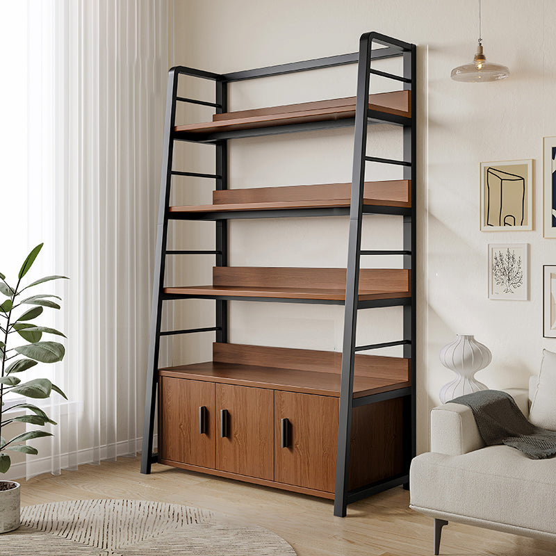 Ladder Open Back Bookshelf Modern Style Engineered Wood Bookcase with Shelves