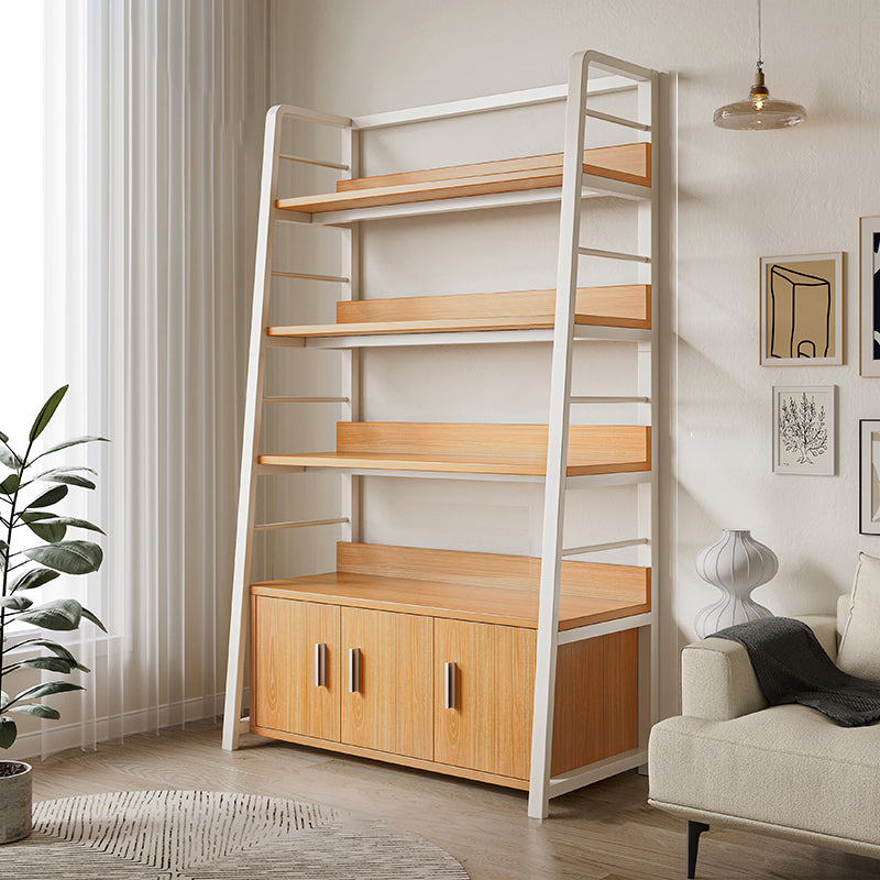 Ladder Open Back Bookshelf Modern Style Engineered Wood Bookcase with Shelves