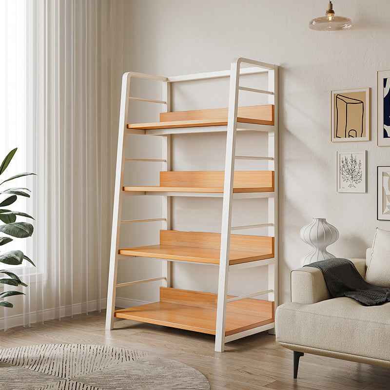 Ladder Open Back Bookshelf Modern Style Engineered Wood Bookcase with Shelves