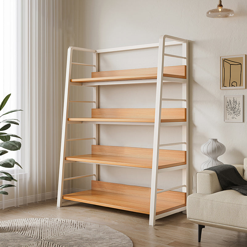 Ladder Open Back Bookshelf Modern Style Engineered Wood Bookcase with Shelves