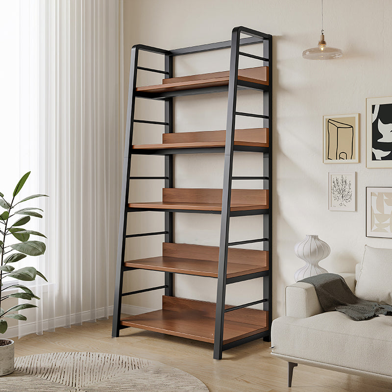 Ladder Open Back Bookshelf Modern Style Engineered Wood Bookcase with Shelves