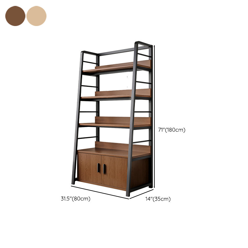 Ladder Open Back Bookshelf Modern Style Engineered Wood Bookcase with Shelves