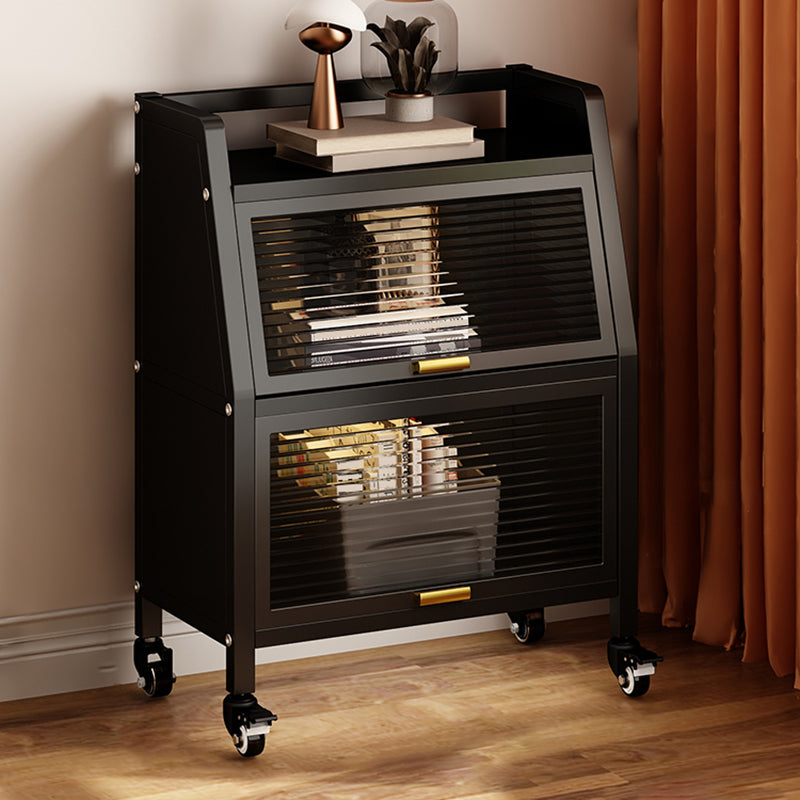 Metal Standard Bookshelf Contemporary Closed Back Bookcase with Cabinets