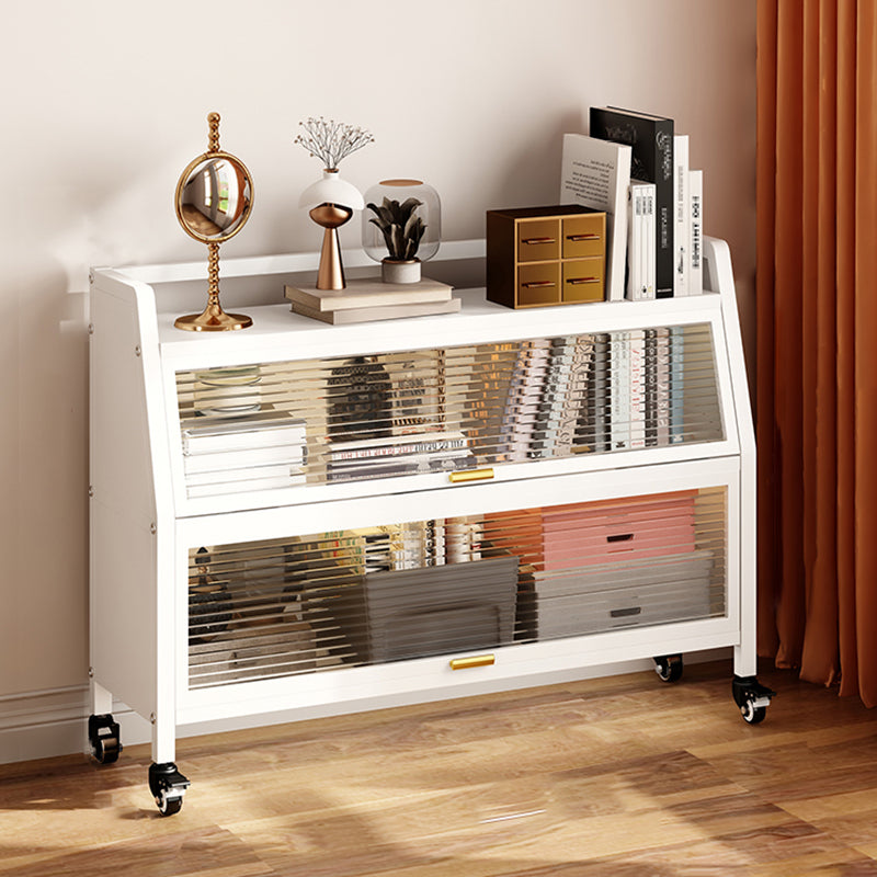 Metal Standard Bookshelf Contemporary Closed Back Bookcase with Cabinets