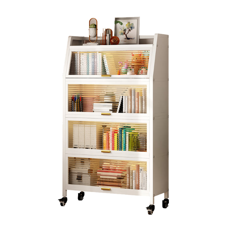 Metal Standard Bookshelf Contemporary Closed Back Bookcase with Cabinets