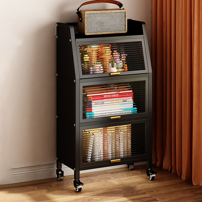 Metal Standard Bookshelf Contemporary Closed Back Bookcase with Cabinets