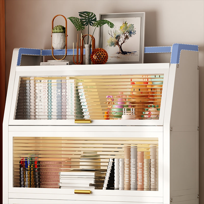 Metal Standard Bookshelf Contemporary Closed Back Bookcase with Cabinets