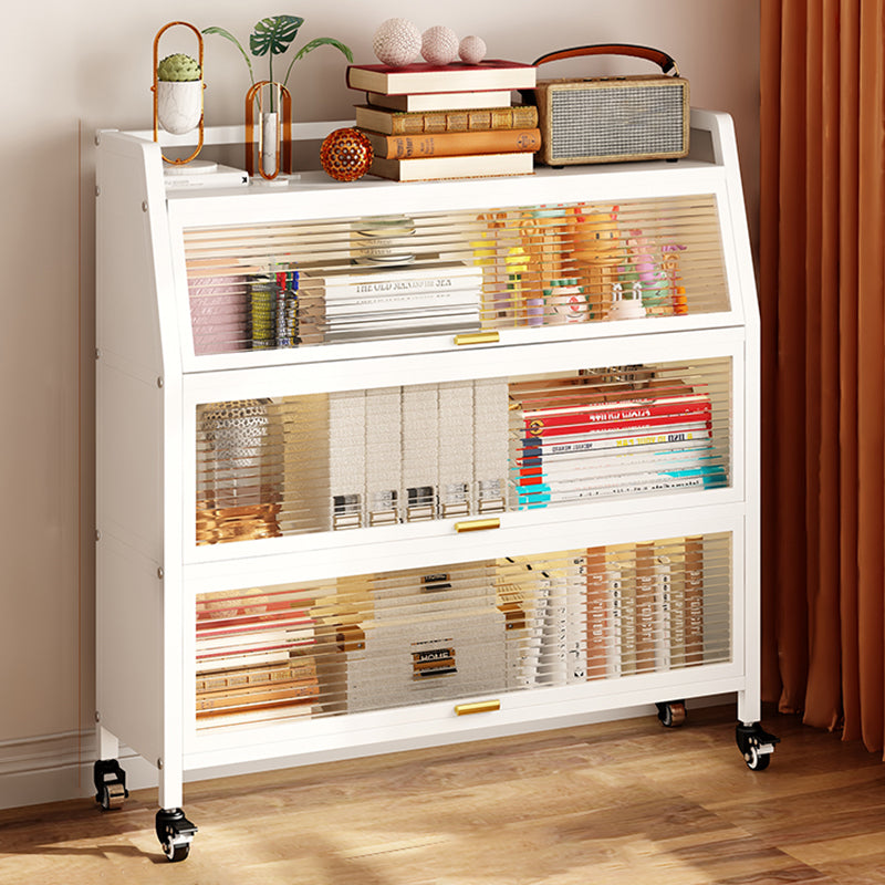 Metal Standard Bookshelf Contemporary Closed Back Bookcase with Cabinets