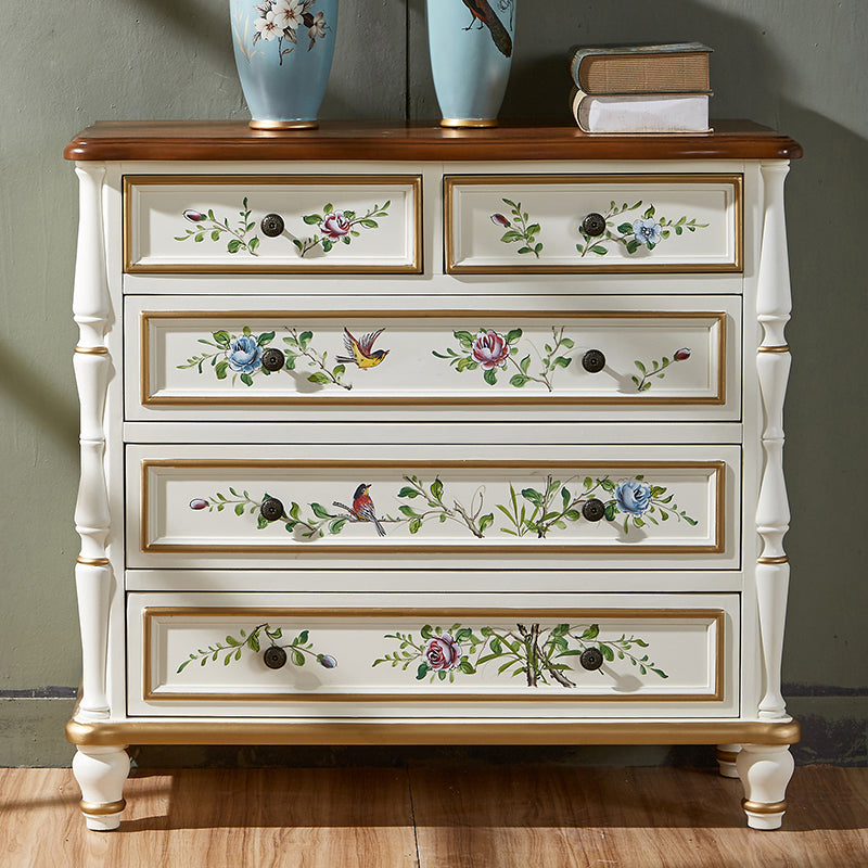 Traditional Storage Chest Solid Wood Storage Chest Dresser with 5 Drawers