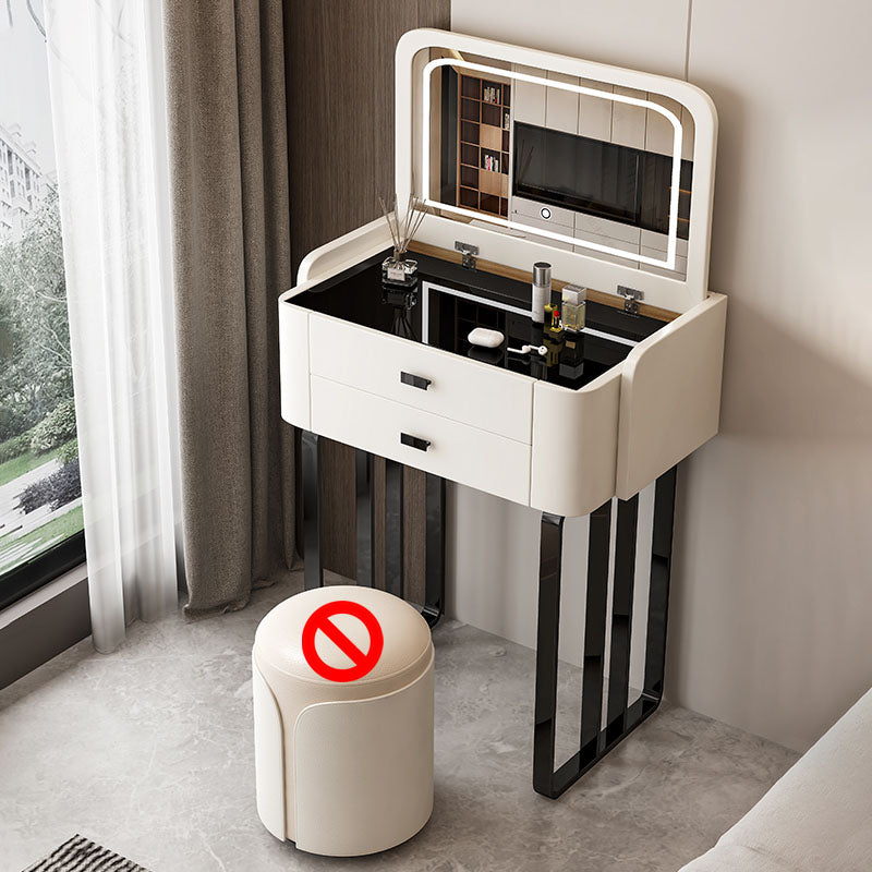 Contemporary Glass Makeup Counter Bedroom Make-up Vanity with Lighted Mirror