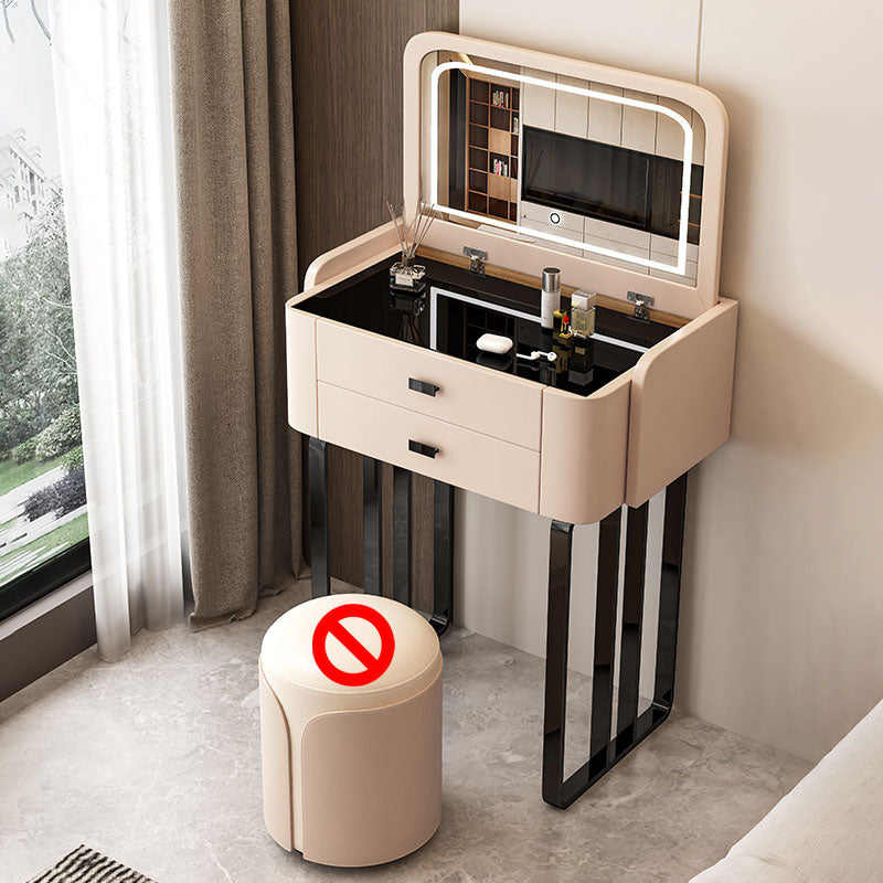Contemporary Glass Makeup Counter Bedroom Make-up Vanity with Lighted Mirror