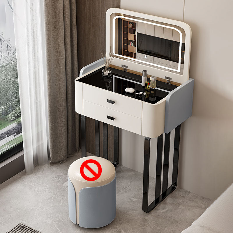 Contemporary Glass Makeup Counter Bedroom Make-up Vanity with Lighted Mirror