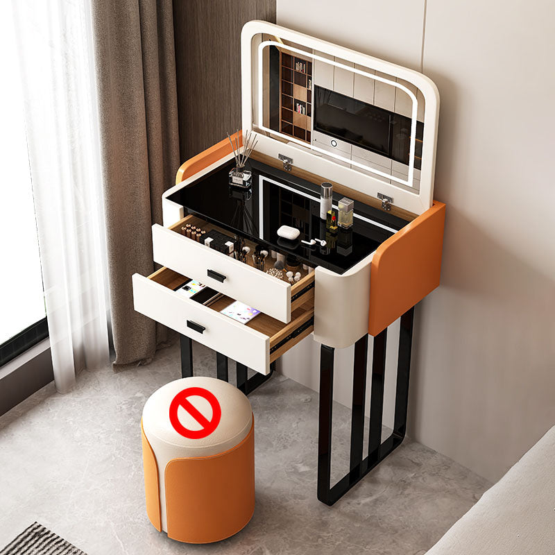 Contemporary Glass Makeup Counter Bedroom Make-up Vanity with Lighted Mirror