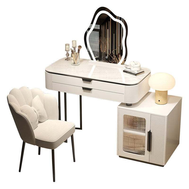 Contemporary Stone White Makeup Counter 31.5" H Bedroom Make-up Vanity