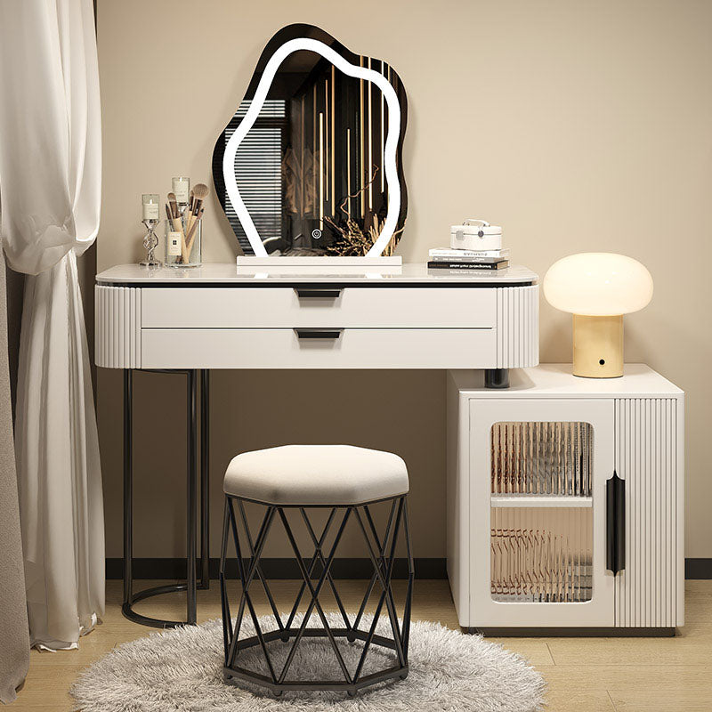 Contemporary Stone White Makeup Counter 31.5" H Bedroom Make-up Vanity