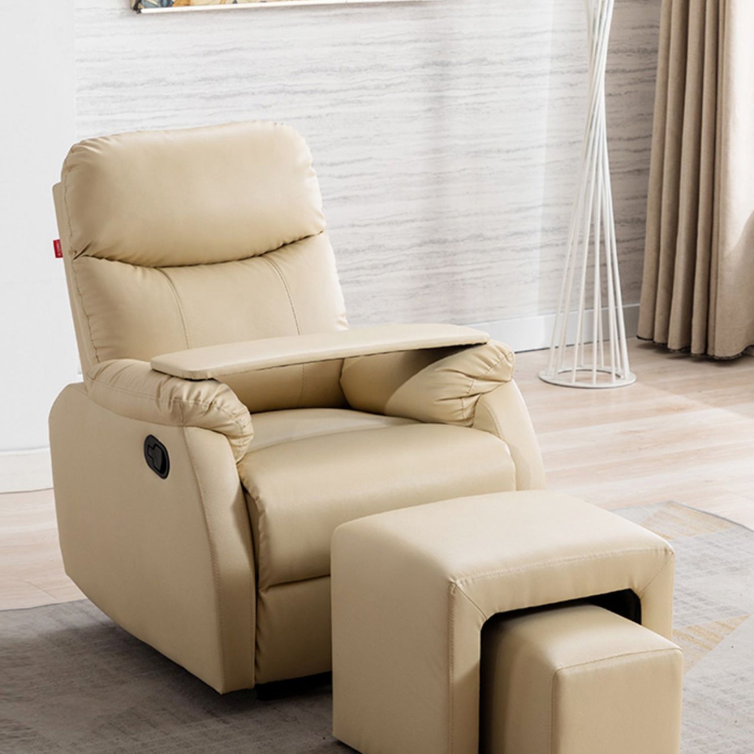 Faux Leather Home Theater Recliner Modern Standard Recliner for Theater