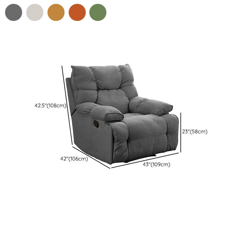 Contemporary Solid Color Standard Recliner Microsuede Recliner Chair