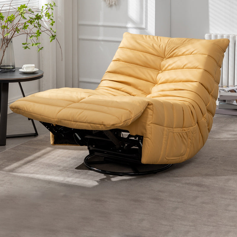 Contemporary Solid Color Manual-Handle/ Lever Swivel Base Recliner Chair