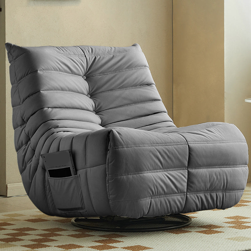 Contemporary Solid Color Manual-Handle/ Lever Swivel Base Recliner Chair