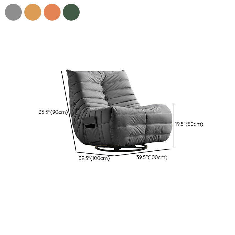 Contemporary Solid Color Manual-Handle/ Lever Swivel Base Recliner Chair