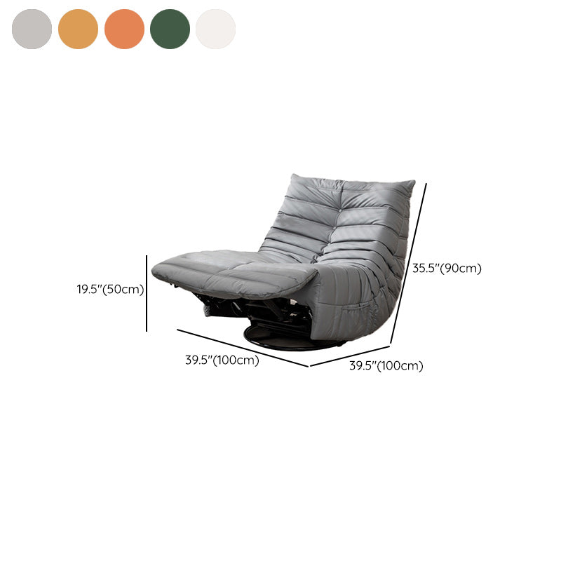 Contemporary Solid Color Manual-Handle/ Lever Swivel Base Recliner Chair