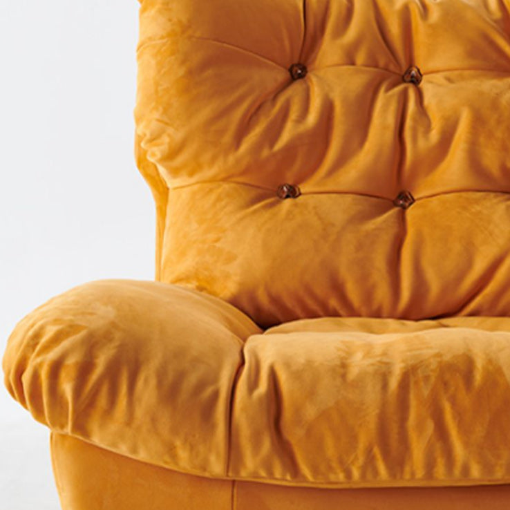 Contemporary Upholstery Yellow Solid Color Swivel Base Wing Chair Recliner