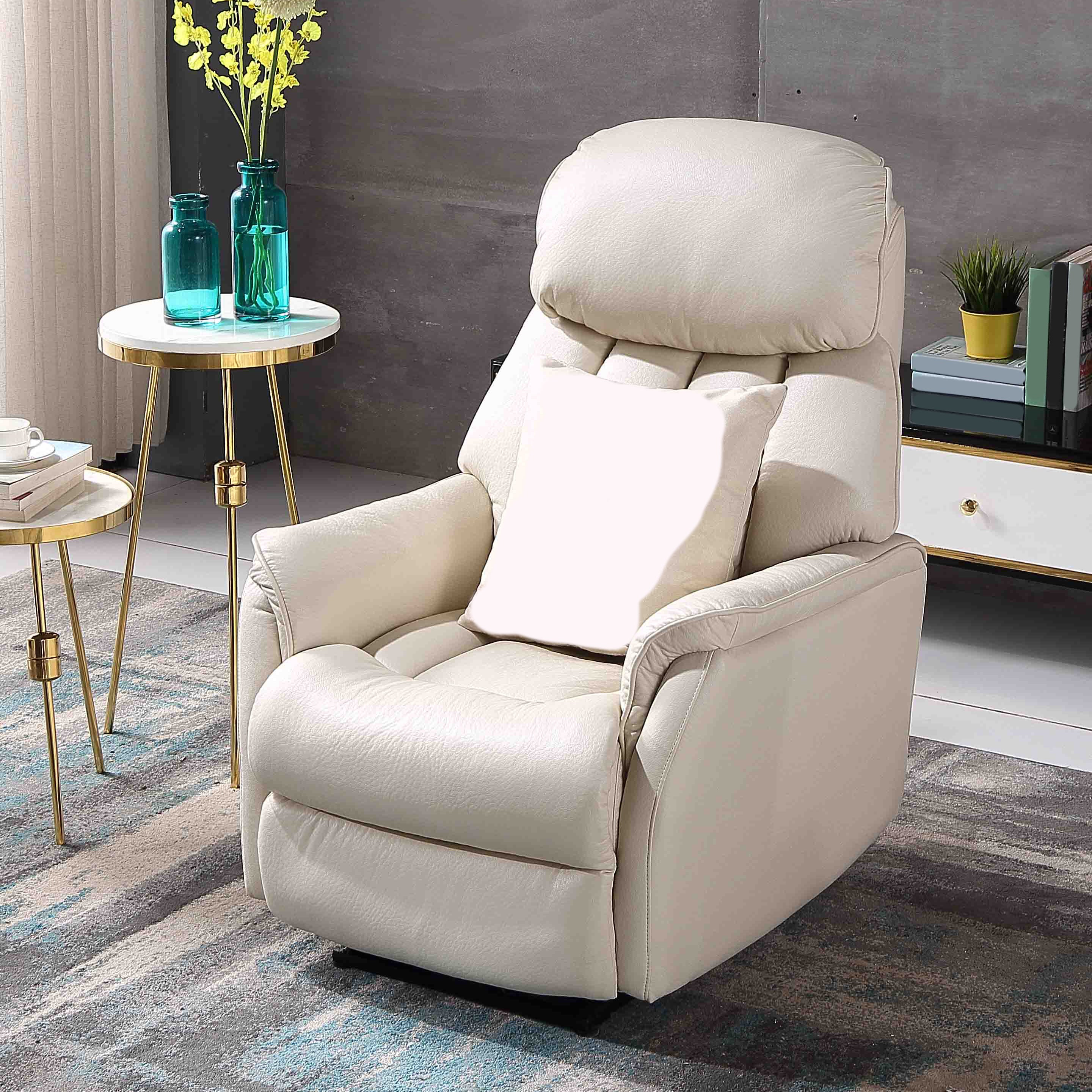 Scandinavian 32.28" Wide Standard Recliner Genuine Leather Recliner Chair