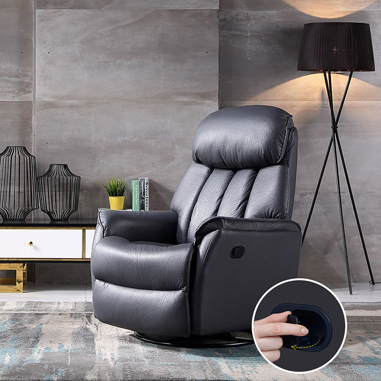 Scandinavian 32.28" Wide Standard Recliner Genuine Leather Recliner Chair
