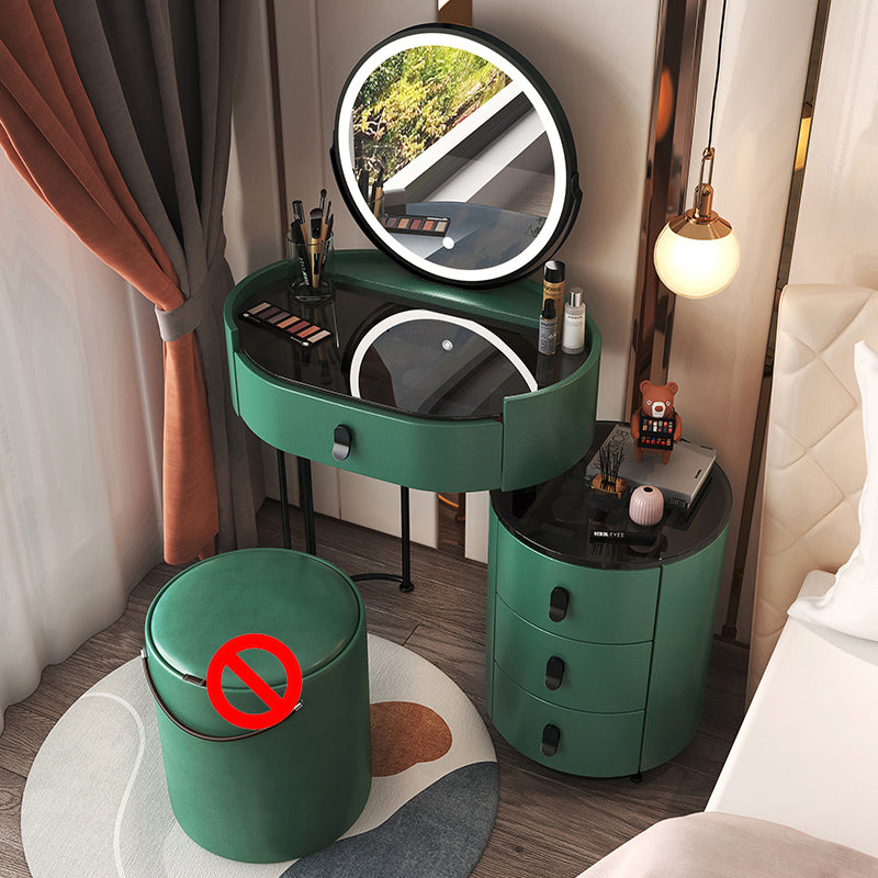 4 Drawers Makeup Vanity Desk with Black Glass Top for Bedroom