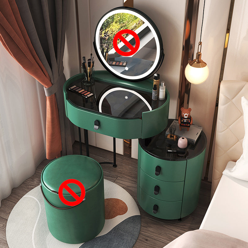 4 Drawers Makeup Vanity Desk with Black Glass Top for Bedroom