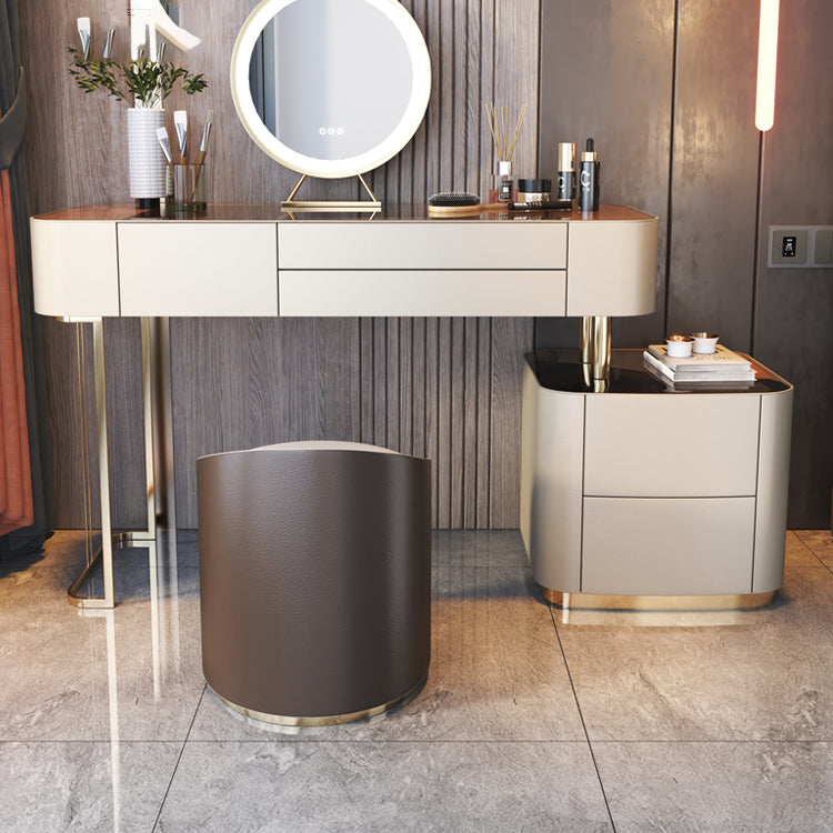 Luxurious Wood and Metal Make-up Vanity 5 Drawers Dressing Table