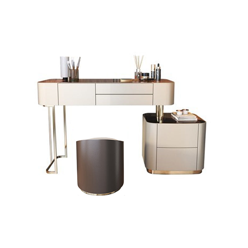 Luxurious Wood and Metal Make-up Vanity 5 Drawers Dressing Table