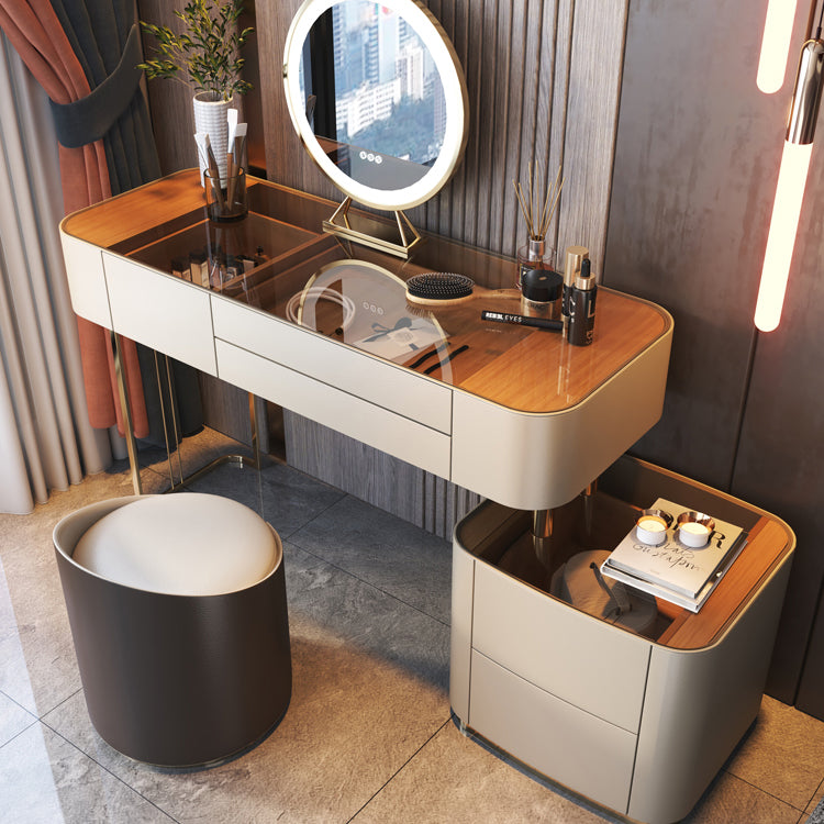 Luxurious Wood and Metal Make-up Vanity 5 Drawers Dressing Table