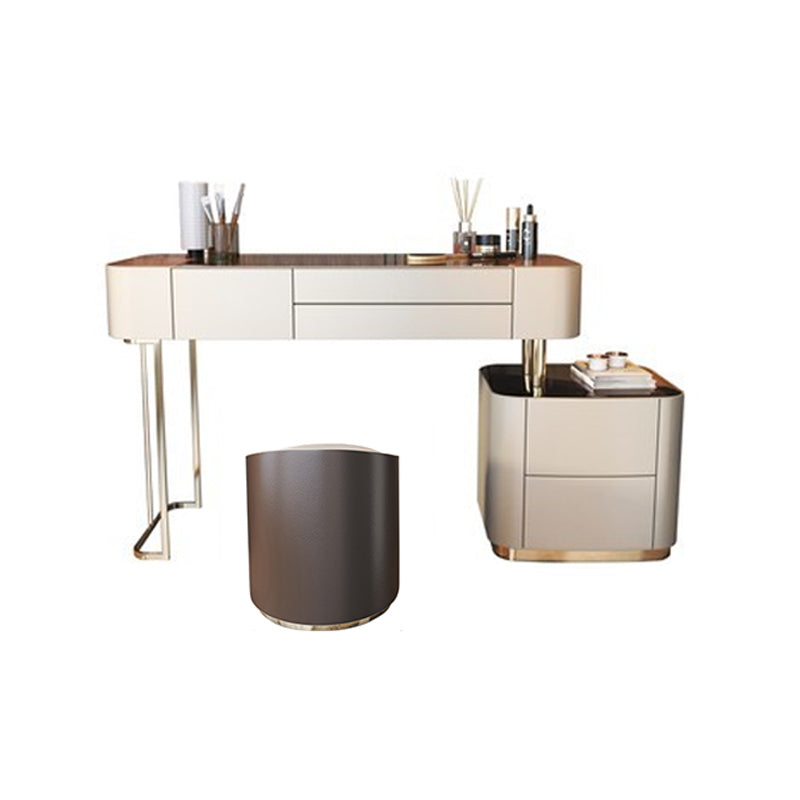 Luxurious Wood and Metal Make-up Vanity 5 Drawers Dressing Table