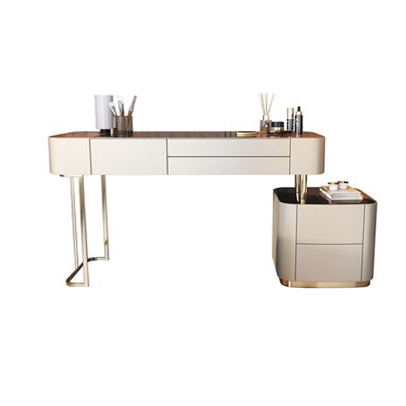 Luxurious Wood and Metal Make-up Vanity 5 Drawers Dressing Table