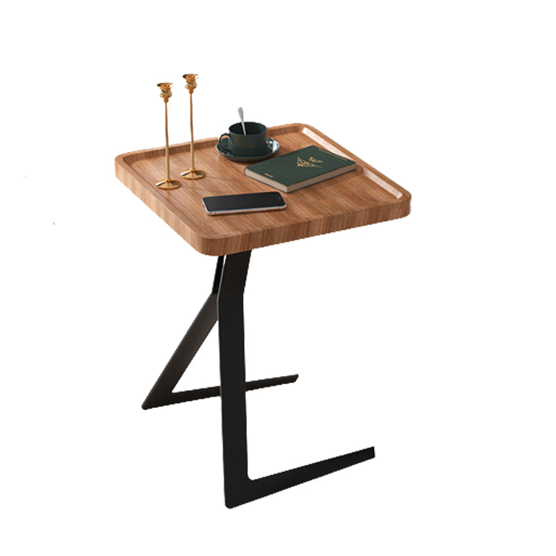 Metal and Wood Side Table Contemporary End Table for Living Room