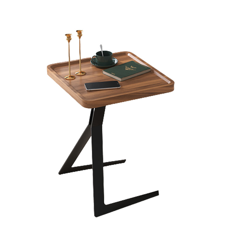 Metal and Wood Side Table Contemporary End Table for Living Room