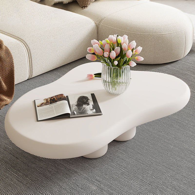 Artificial Wood Coffee or End Table Contemporary 4 Legs Coffee Table in Beige